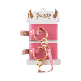 Розовые однослойные кожаные оковы