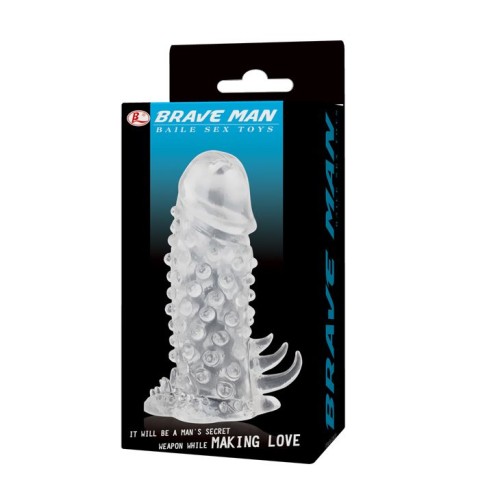 Прозрачная насадка-удлинитель с пупырышками и усиками - 13,5 см.