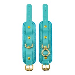 Голубые двуслойные кожаные наручники-браслеты