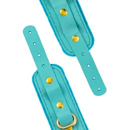 Голубые двуслойные кожаные наручники-браслеты