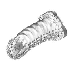 Прозрачная насадка-удлинитель с пупырышками, усиками и вибропулькой - 14 см.