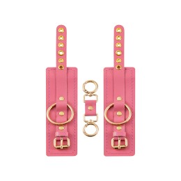 Розовые однослойные кожаные наручники