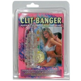 Прозрачная насадка с шипами и клиторальной шишечкой CLIT-BANGER SLEEVE IN CLEAR