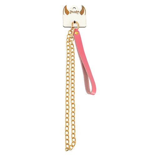 Розовый кожаный поводок с карабином для ошейника - 80 см.