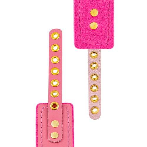 Розовый двуслойный кожаный ошейник с подкладкой из фетра