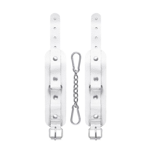 Белые узкие наручники-браслеты со скруглёнными углами