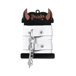 Белые узкие наручники-браслеты со скруглёнными углами