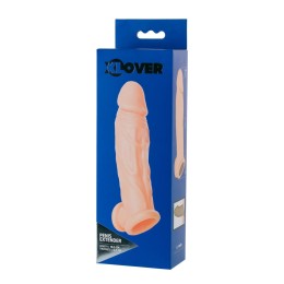 Телесная насадка на пенис с фиксацией мошонки - 18,5 см.