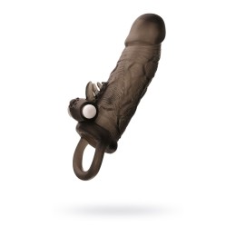 Чёрная насадка на пенис Toyfa XLover с вибрацией