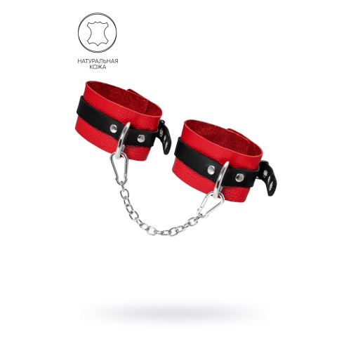 Красно-черные мягкие оковы с одним ремешком и люверсами