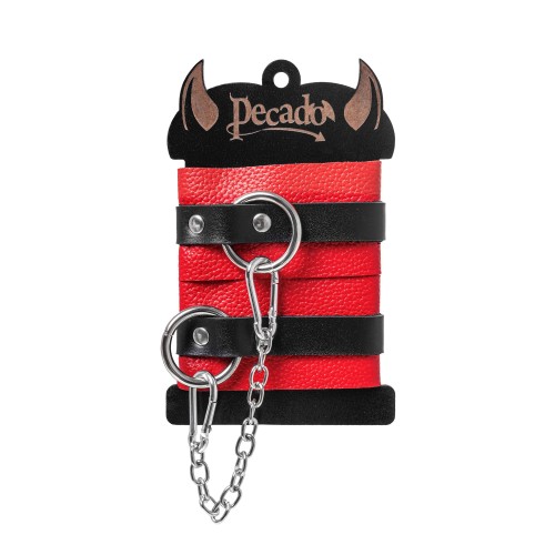 Красно-черные мягкие оковы с одним ремешком и люверсами