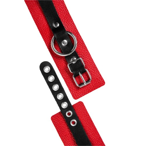 Красно-черные мягкие оковы с одним ремешком и люверсами