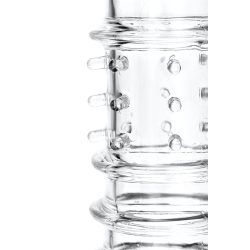 Прозрачная насадка на пенис TOYFA A-Toys с ребрами и точками - 15,3 см.