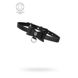 Черный чокер-ошейник с бабочкой и колечком