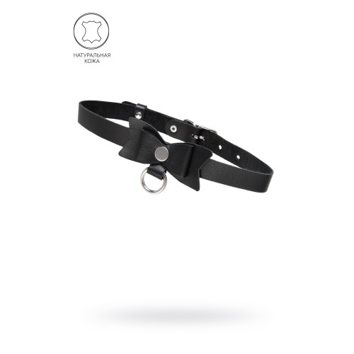 Черный чокер-ошейник с бабочкой и колечком