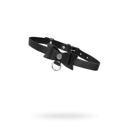 Черный чокер-ошейник с бабочкой и колечком