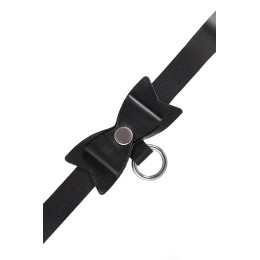 Черный чокер-ошейник с бабочкой и колечком