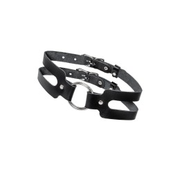 Черный кожаный чокер-ошейник из двух ремешков