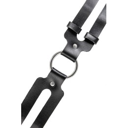 Черный кожаный чокер-ошейник из двух ремешков