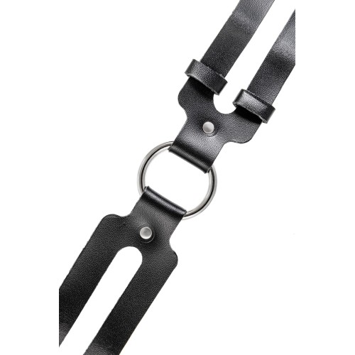 Черный кожаный чокер-ошейник из двух ремешков