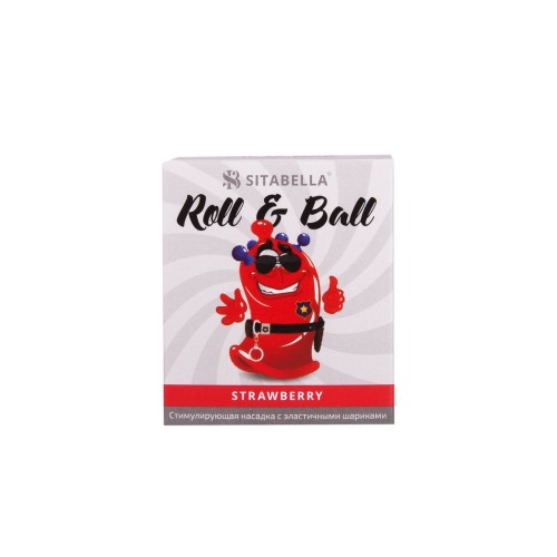 Стимулирующий презерватив-насадка Roll & Ball Strawberry