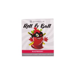 Стимулирующий презерватив-насадка Roll & Ball Raspberry