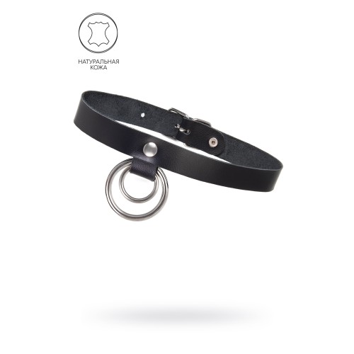 Черный чокер-ошейник с кольцом в кольце