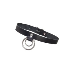 Черный чокер-ошейник с кольцом в кольце
