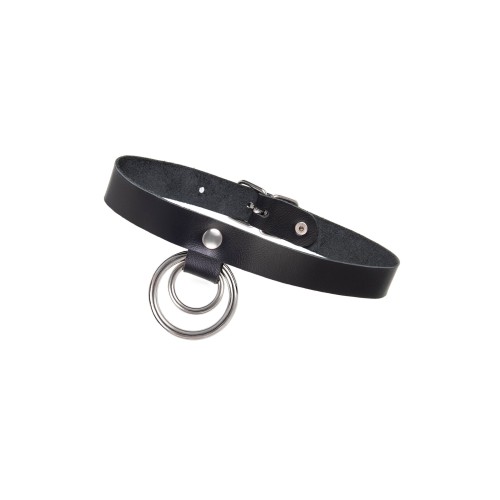 Черный чокер-ошейник с кольцом в кольце