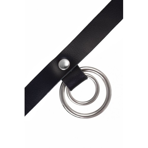 Черный чокер-ошейник с кольцом в кольце