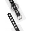 Бело-черные кожаные наручники с одним ремешком с люверсами