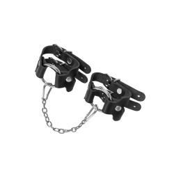 Черные кожаные наручники-браслеты из двух ремешков