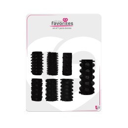 Набор из 7 черных насадок Penis Sleeves Set