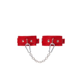 Красные кожаные узкие оковы со скруглёнными углами