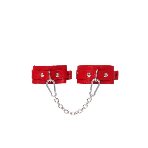 Красные кожаные узкие оковы со скруглёнными углами