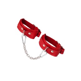 Красные кожаные узкие оковы со скруглёнными углами