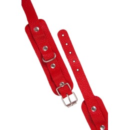 Красные кожаные узкие оковы со скруглёнными углами