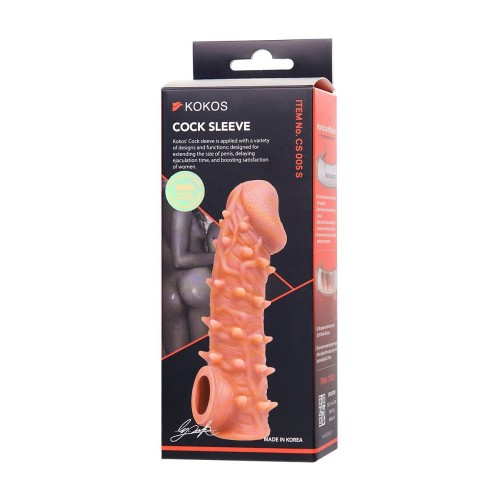 Телесная закрытая насадка с пупырышками Cock Sleeve 005 Size S - 13,8 см.