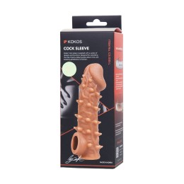 Телесная закрытая насадка с пупырышками Cock Sleeve 005 Size L - 17,6 см.
