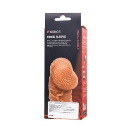 Телесная закрытая насадка с венками Cock Sleeve 006 Size S - 13,8 см.