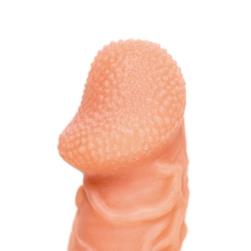 Телесная закрытая насадка с венками Cock Sleeve 006 Size M - 15,6 см.