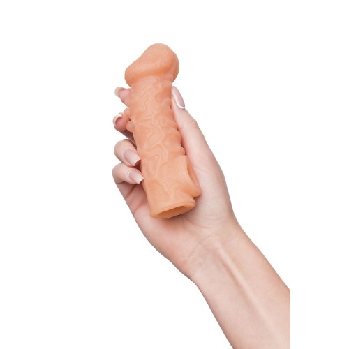 Телесная закрытая насадка с шершавой головкой Cock Sleeve 007 Size S - 13,8 см.