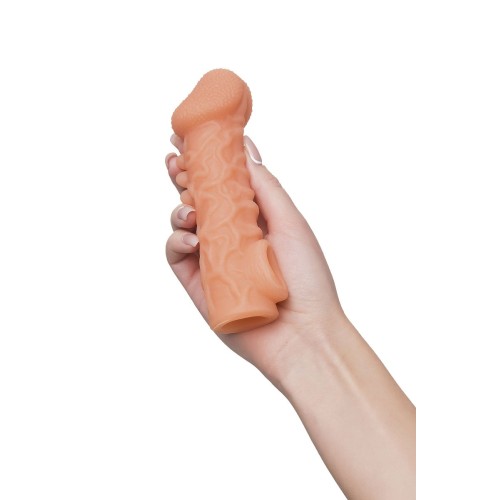 Телесная закрытая насадка с шершавой головкой Cock Sleeve 007 Size M - 15,6 см.