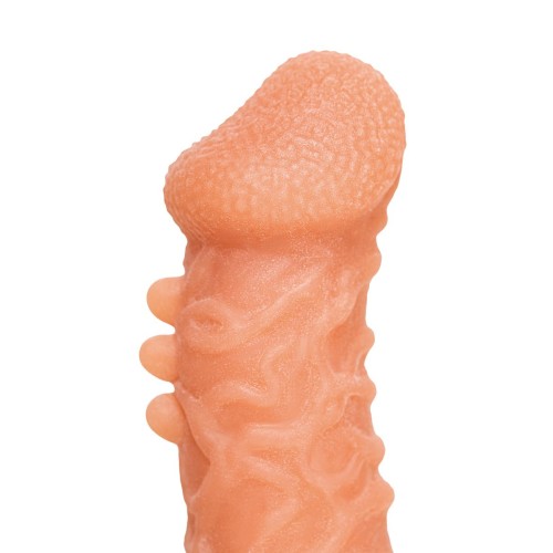 Телесная закрытая насадка с шершавой головкой Cock Sleeve 007 Size L - 17,6 см.