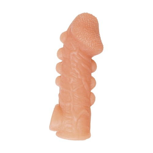 Телесная закрытая насадка с шишечками Cock Sleeve 008 Size M - 15,6 см.