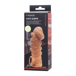 Телесная закрытая насадка с шишечками Cock Sleeve 008 Size L - 17,6 см.