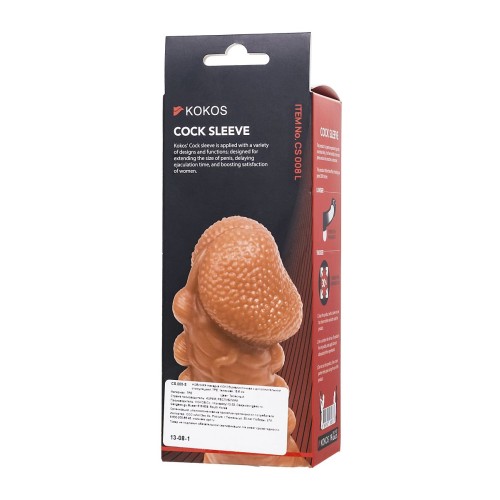 Телесная закрытая насадка с шишечками Cock Sleeve 008 Size L - 17,6 см.