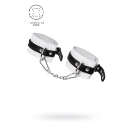 Бело-черные мягкие оковы с одним ремешком и люверсами