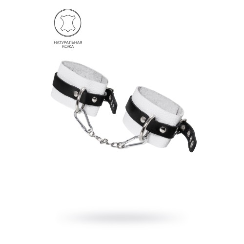 Бело-черные мягкие оковы с одним ремешком и люверсами