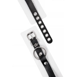 Бело-черные мягкие оковы с одним ремешком и люверсами